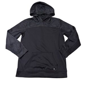 Xersion | Full Black Hooded Sweatshirt with Textured Panels XL Kangaroo Pocket